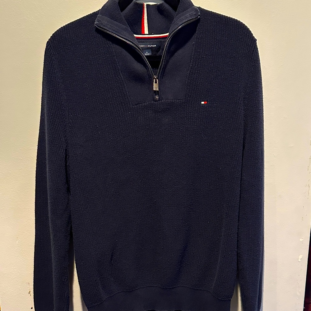 Tommy Hilfiger Men's Dark Blue Zip-Up Sweater